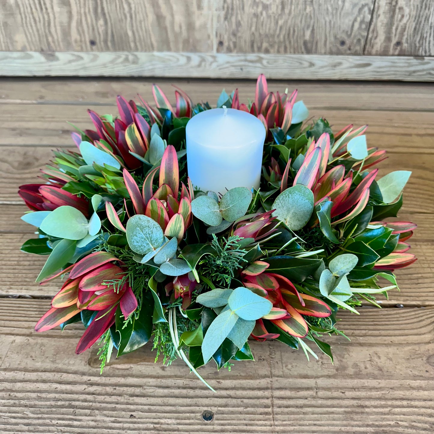 Anuhea Tabletop Wreath with White Center Candle