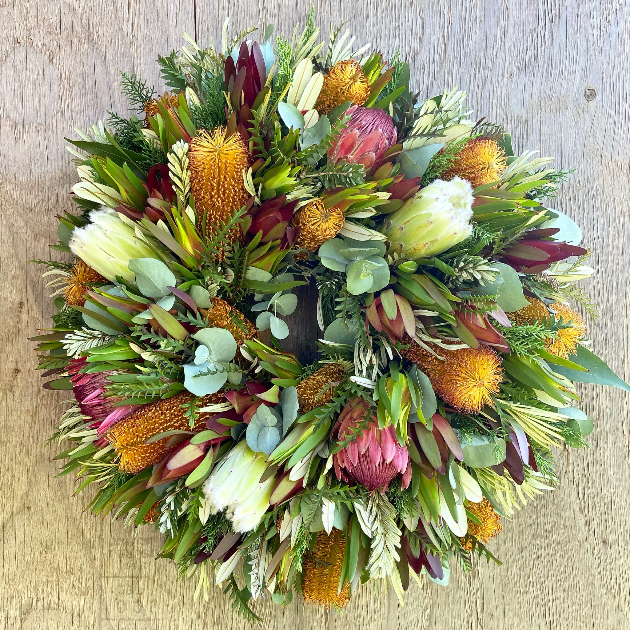 Anuhea Mixed Protea Wreath – Anuhea Flowers