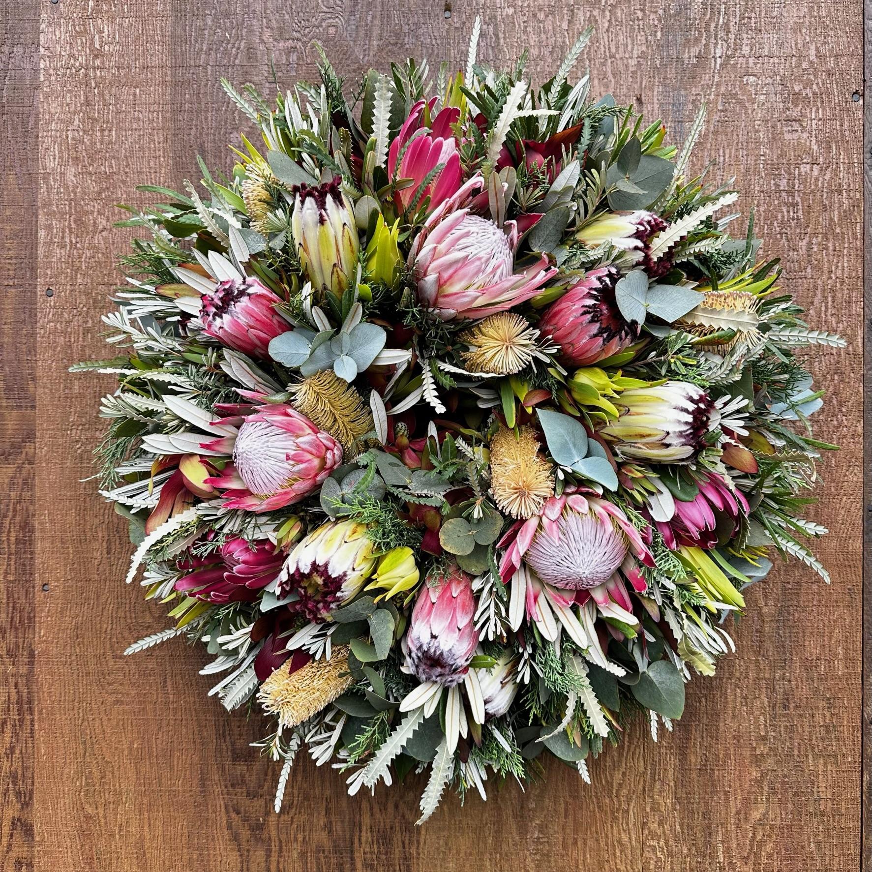 Anuhea Mixed Protea Wreath – Anuhea Flowers